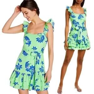 Likely Mini Charlotte Dress in Pistachio Green Tropical Floral Print- Sz2